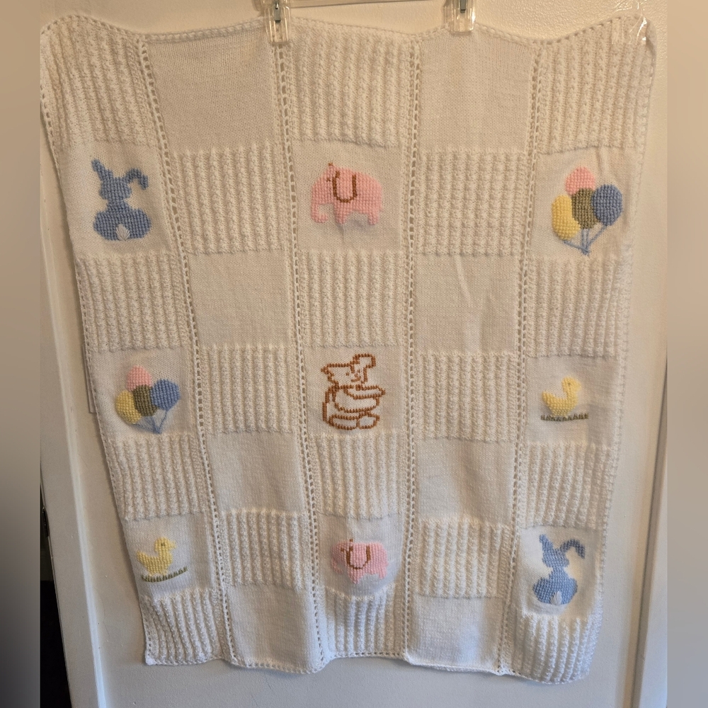 Handmade Knit Crochet Baby Crib Blanket Afghan Nursery Unisex
